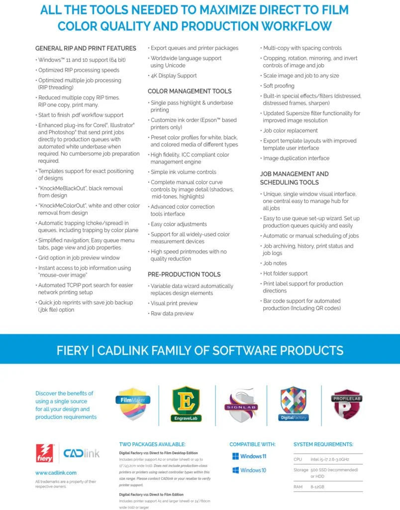 CADlink Digital Factory V11 DTF RIP Large Format