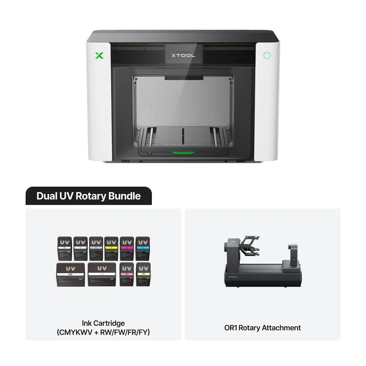 xTool O1 Omni Dual-Head UV DTF & Direct To Object 3D-Texture Printer – Professional Bundle