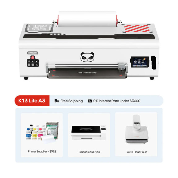 Procolored K13 Lite DTF (Direct-to-Film) A3 - 13” Roll Printer + Supplies + Smokeless Oven + Heat Press Deluxe Plus Bundle