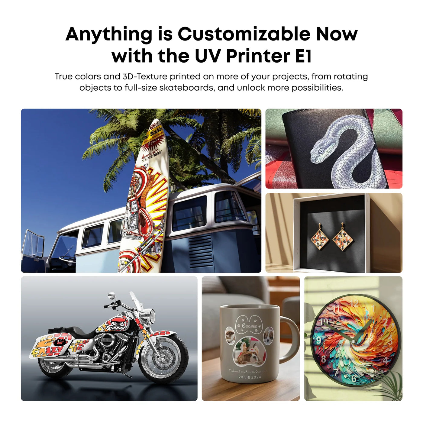 eufyMake E1 - 3D-Texture UV Printer Deluxe Bundle ( Ink and Cleaning Cartridges + Rotary attachments + UV-DTF Laminator unit )