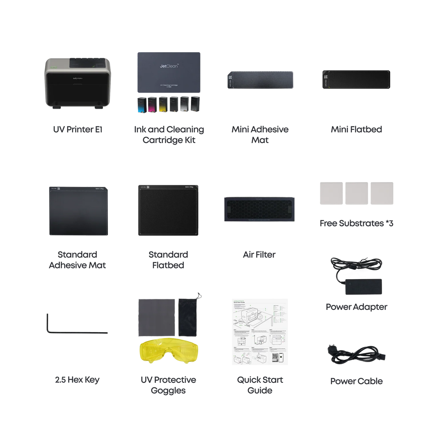 eufyMake E1 - 3D-Texture UV Printer Basic Bundle with Ink and Cleaning Cartridges