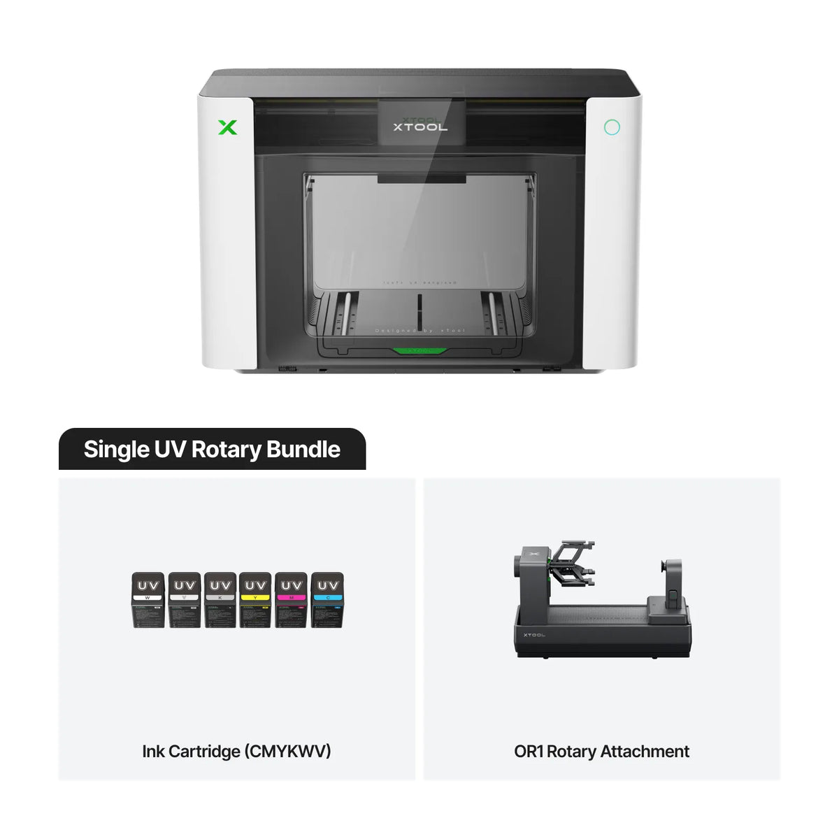 xTool O1 Omni Single Head UV DTF & Direct To Object 3D-Texture Printer with Rotary Attachment – Professional Bundle