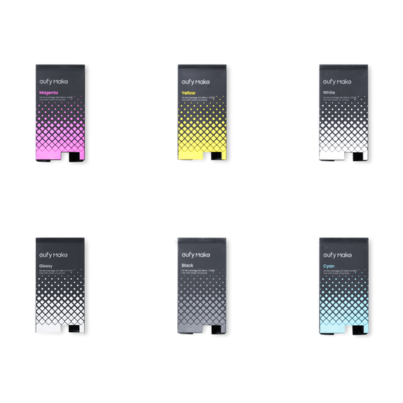 eufyMake E1 UV Ink Cartridges — 100mL | CMYK, White, Flexible White & Glossy | Professional UV Printing Ink for Rigid and Flexible Substrates