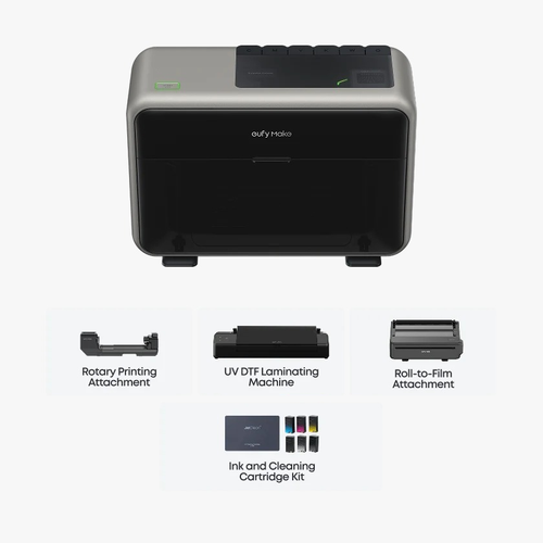 eufyMake E1 - 3D-Texture UV Printer Deluxe Bundle (UV Printer E1 + Ink Kit  +DTF Laminator+ Rotary +Roll-to-Film)